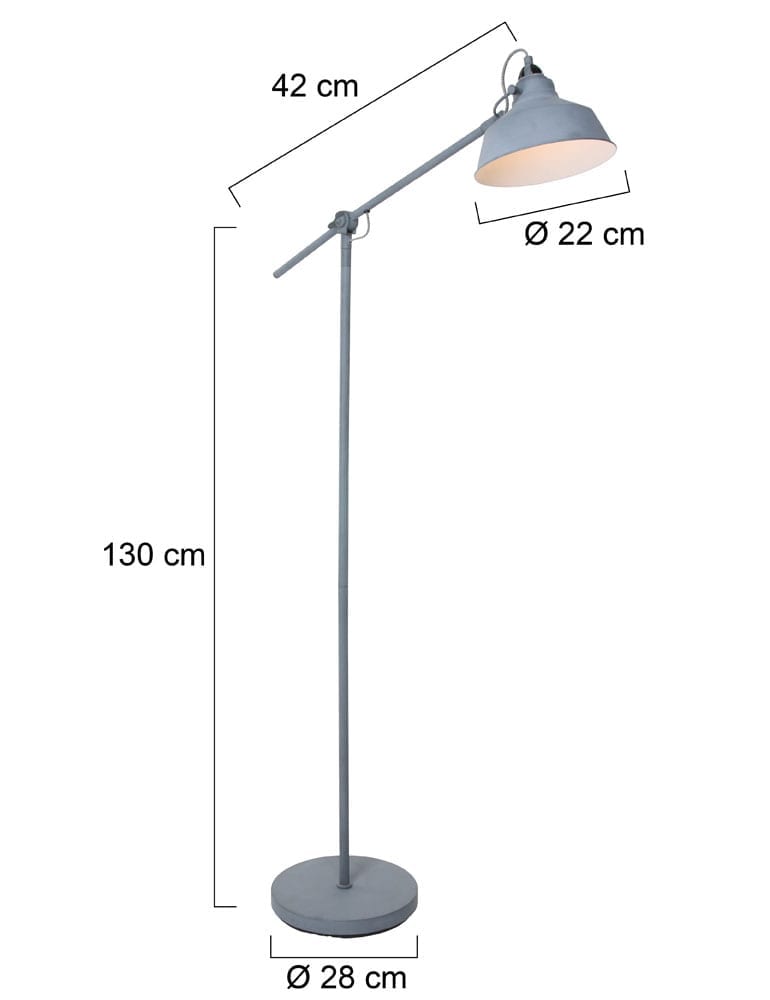 stuiten op Weven Papa Vloerlamp met verstelbare arm Mexlite Nové betongrijs - Directlampen.nl