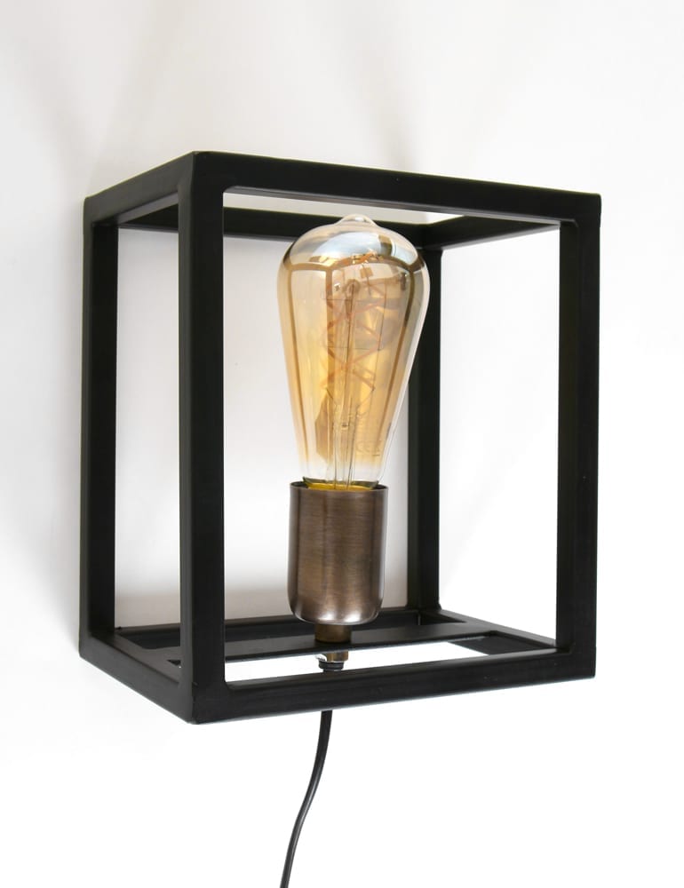 herstel krijgen Kritiek Industriele vierkante wandlamp Light & Living Glenny zwart - Directlampen.nl