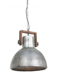 Stalen industriele hanglamp met hout-1678ZI