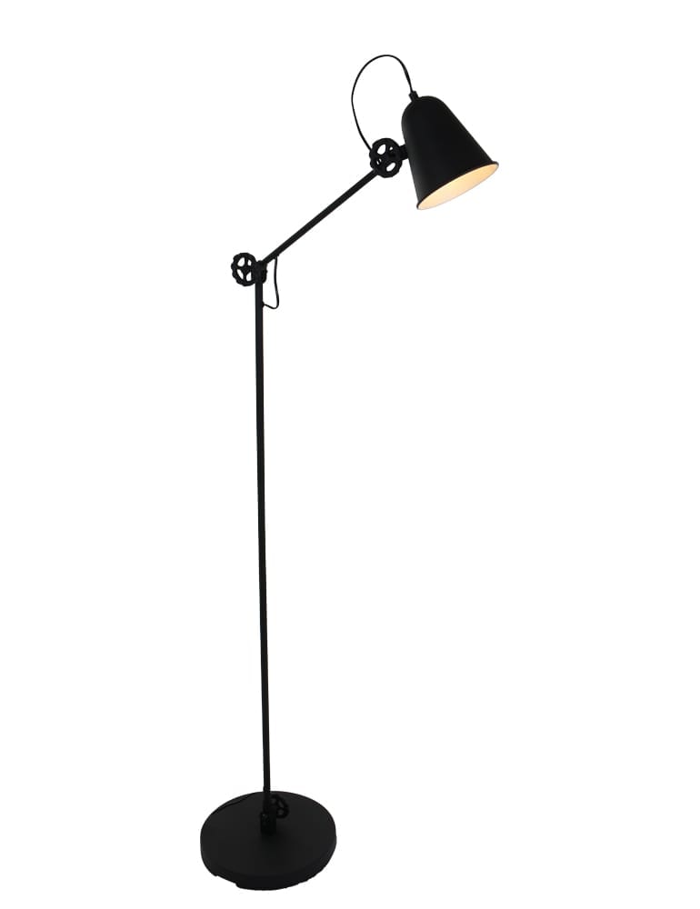 Bijproduct vallei eiwit Industriële staande leeslamp Anne Lighting Dolphin zwart - Directlampen.nl