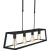 Zwarte frame hanglamp rechthoekig-1705ZW