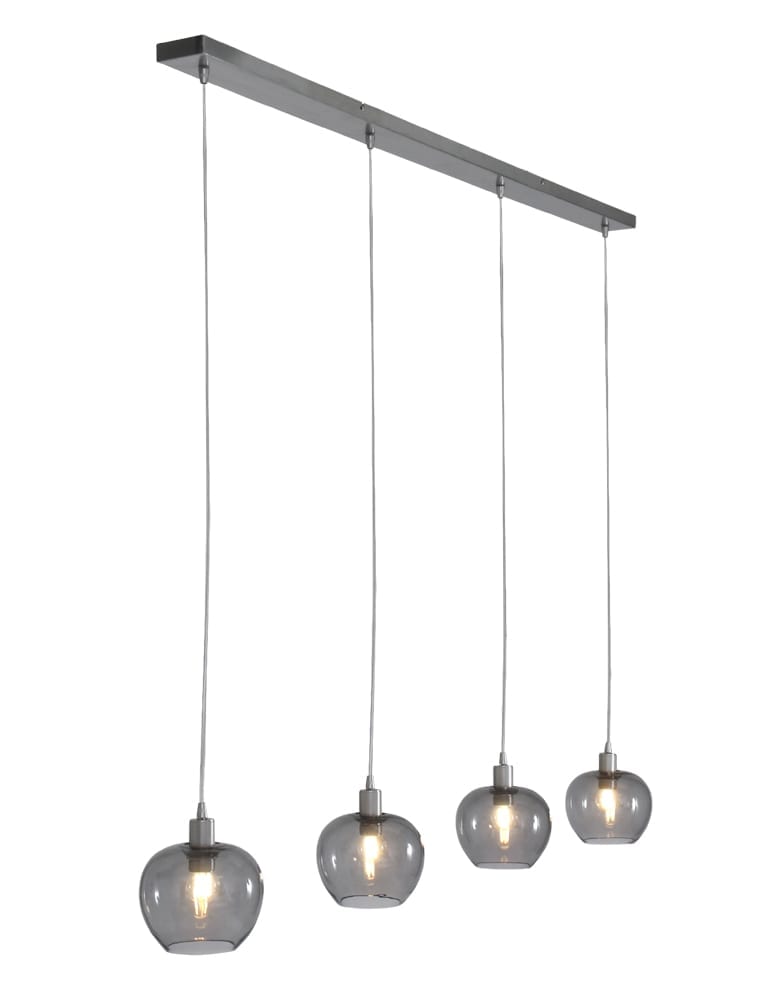 4 Lichts hanglamp rookglas Steinhauer Lotus - Directlampen.nl