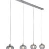 Vierlichts hanglamp met glas Steinhauer Lotus staal