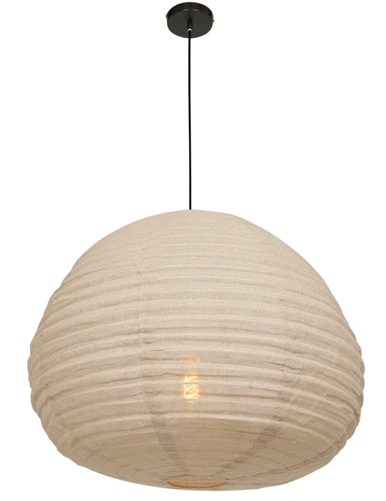 Grote stoffen hanglamp Lighting Bangalore bruin - Directlampen.nl