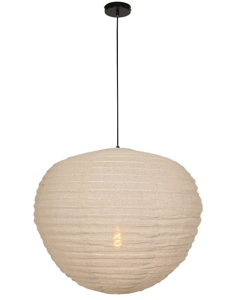 Grote stoffen hanglamp Anne Lighting Bangalore bruin Directlampen.nl