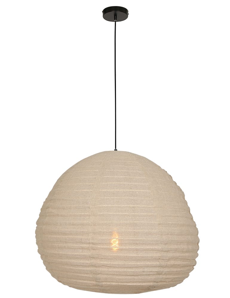 Grote stoffen hanglamp Anne Lighting Bangalore bruin Directlampen.nl