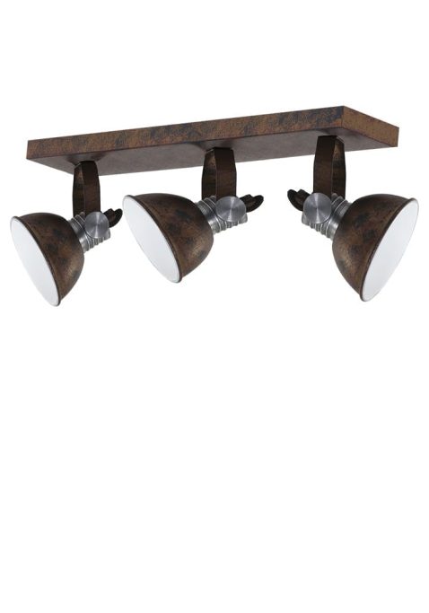 Industriele drielichts plafondlamp Steinhauer Brooklyn bruin