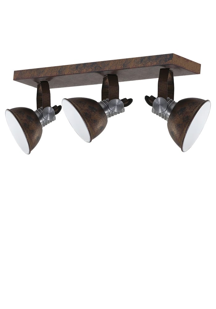 Industriele drielichts plafondlamp Steinhauer Brooklyn bruin