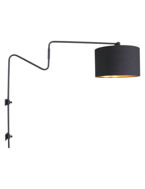 industriele boog wandlamp met zwarte kap-2131ZW
