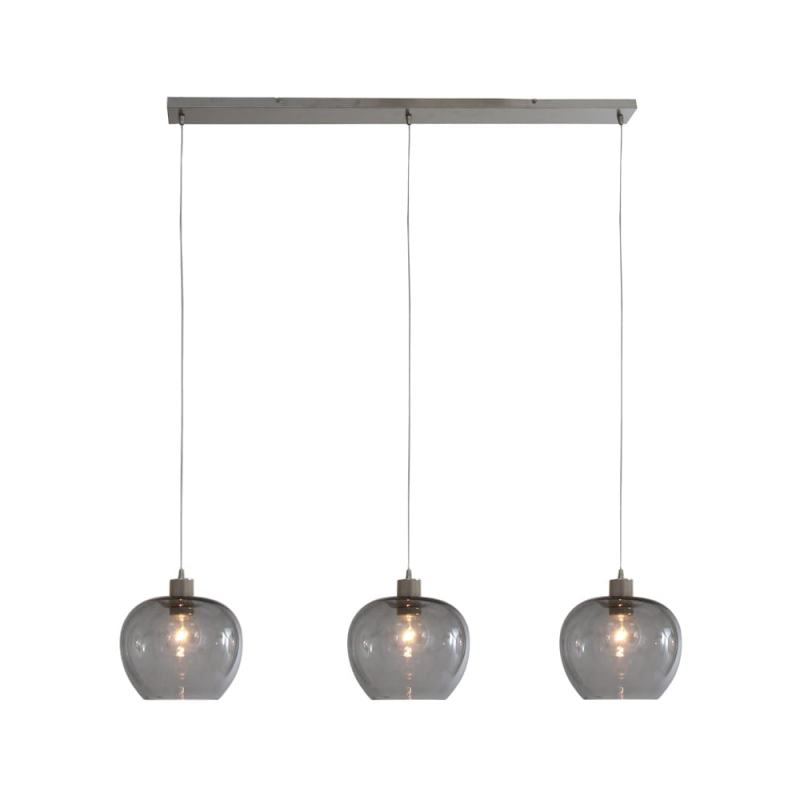 Drielichts rookglazen hanglamp Steinhauer Lotus
