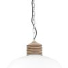 witte grote hanglamp met hout-7974W