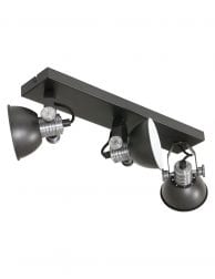Industriele drielichts plafondlamp Steinhauer Brooklyn zwart