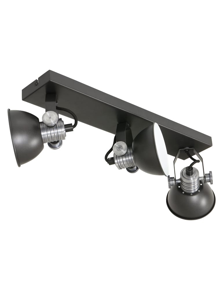 Industriele drielichts plafondlamp Steinhauer Brooklyn zwart