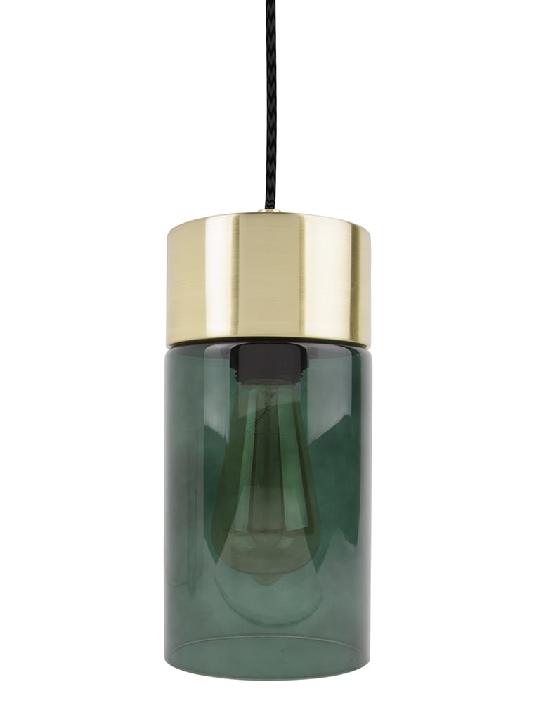 Oom of meneer Uitbreiden Gooi Gouden hanglamp met groen glas Leitmotiv Lax - Directlampen.nl