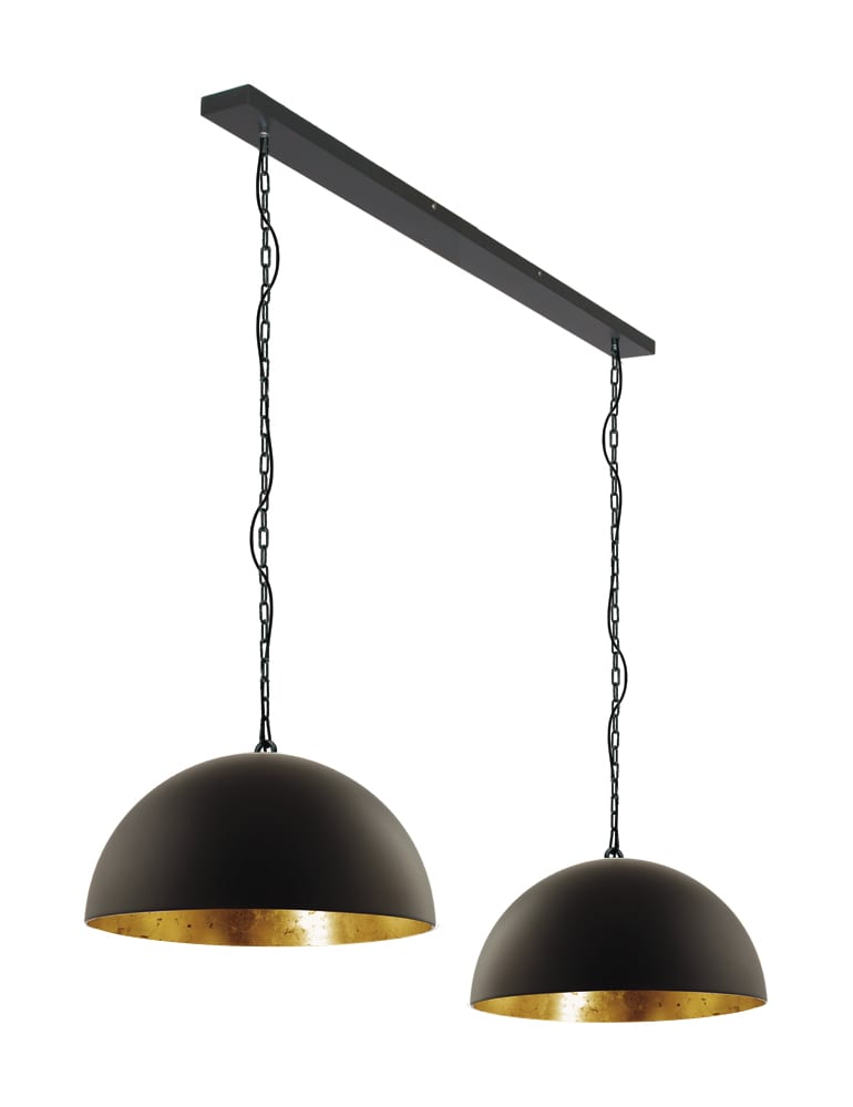 bolvormig land Woning Tweelichts hanglamp zwart met goud Steinhauer Semicirkel - Directlampen.nl
