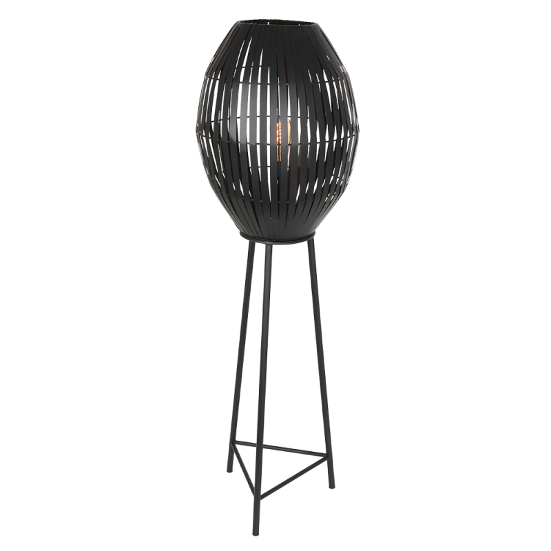 Zwarte driepoot vloerlamp met zwarte bol Light & Living Kyomi