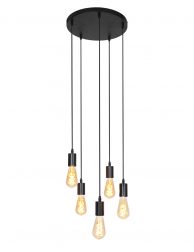 2838ZW-Vijflichts hanglamp