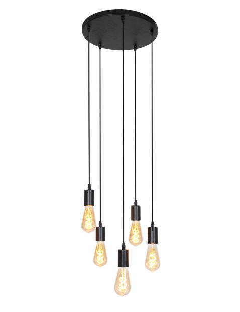 2838ZW-Vijflichts hanglamp