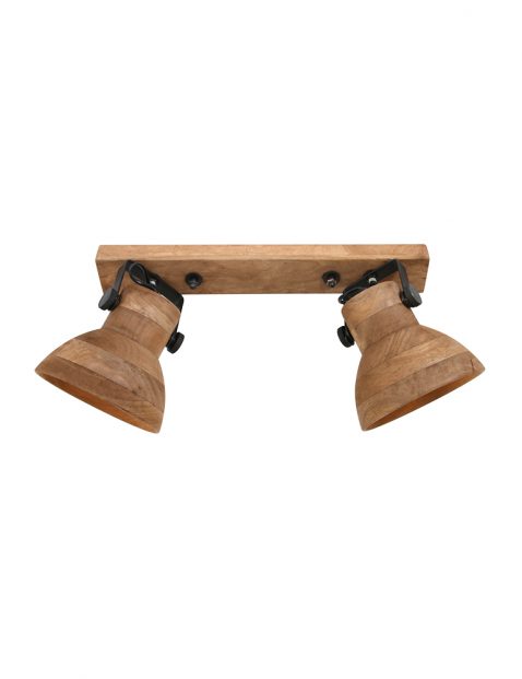 Tweelichts houten plafondspot Light & Living Ilanio bruin