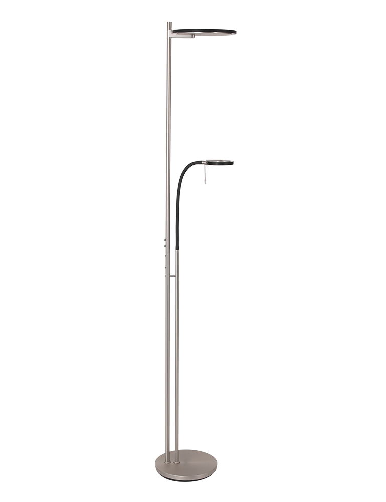 Stalen design uplight met leeslicht - 2989ST