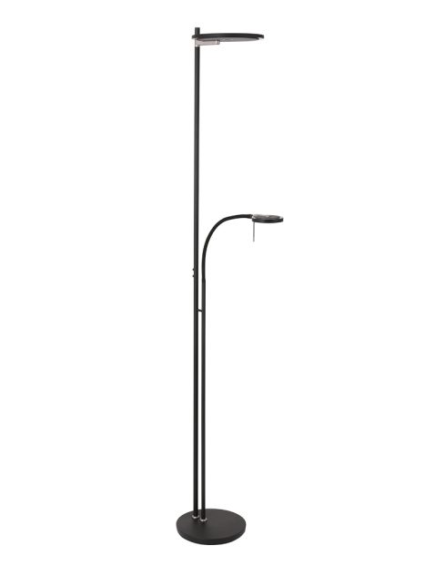 Zwarte design uplight met leeslicht - 2989ZW