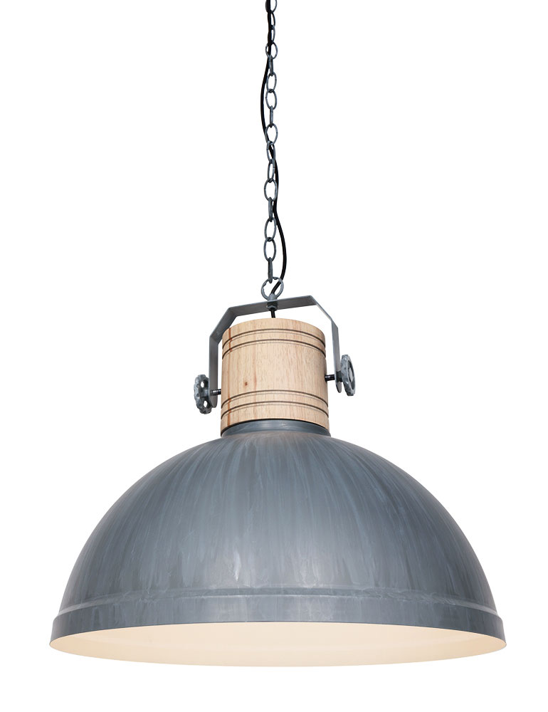 Industriële eettafellamp met houten klos - 3000GR