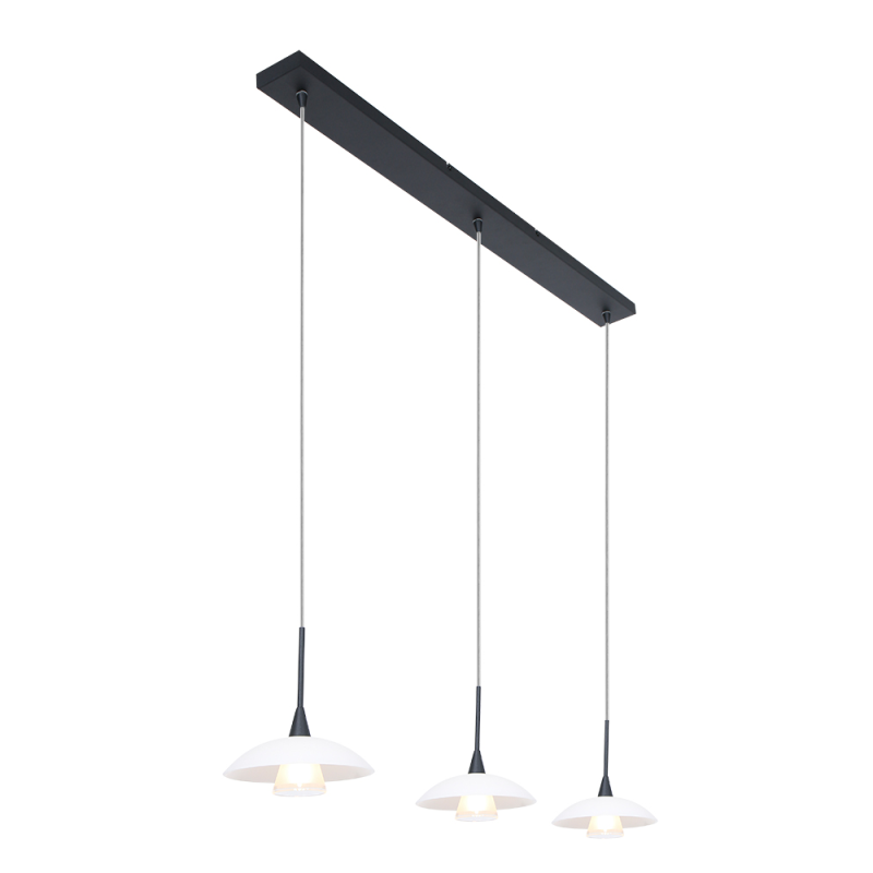Klassieke glazen hanglamp zwart Steinhauer Tallerken