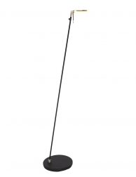 Dunne vloerlamp met platte reflector Steinhauer Turound zwart met glas