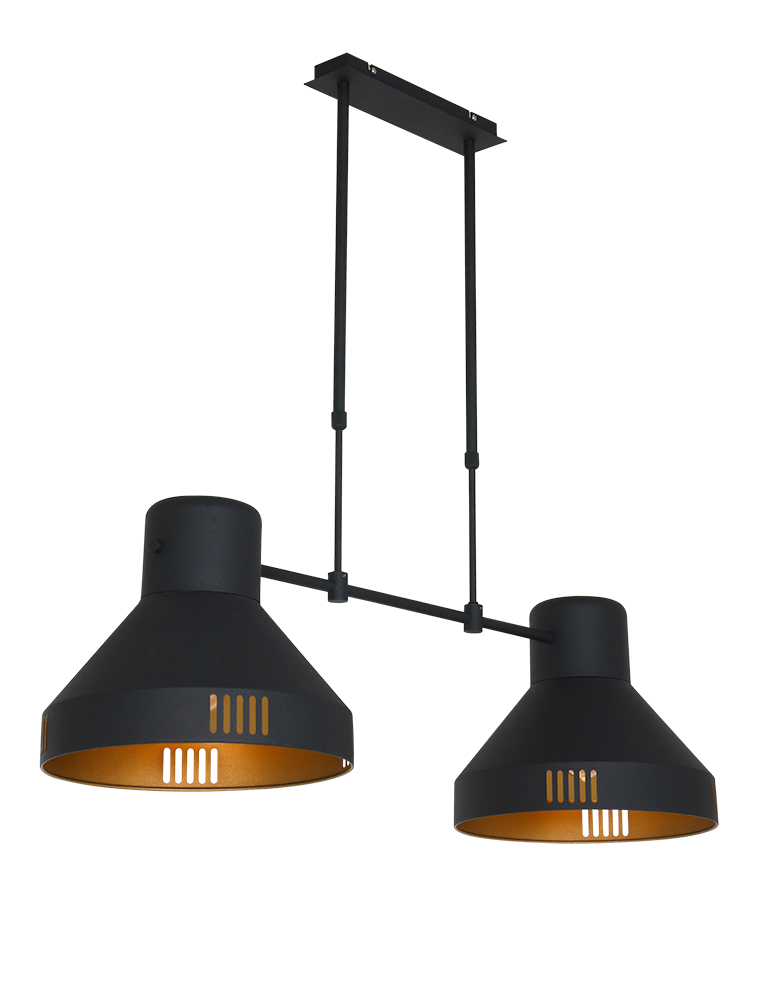 top Levendig Insecten tellen Stoere dubbele hanglamp Mexlite Evy zwart met goud - Directlampen.nl