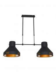 Stoere dubbele hanglamp Mexlite Evy zwart met goud
