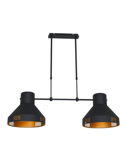 Stoere dubbele hanglamp Mexlite Evy zwart met goud