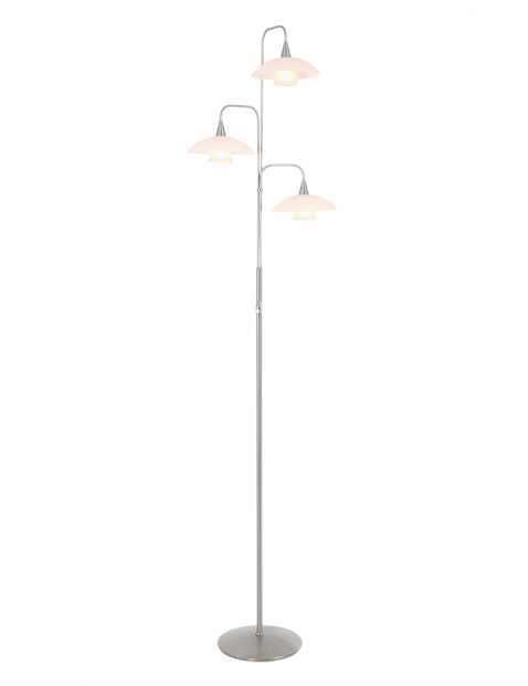 Drielichts staande lamp Steinhauer Tallerken staal