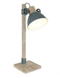 Landelijk tafellampje Mexlite Gearwood hout met grijs