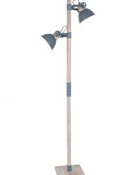 Houten vloerlamp met grijze kapjes Mexlite Gearwood