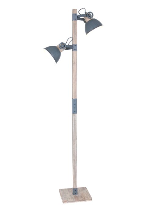 Houten vloerlamp met grijze kapjes Mexlite Gearwood
