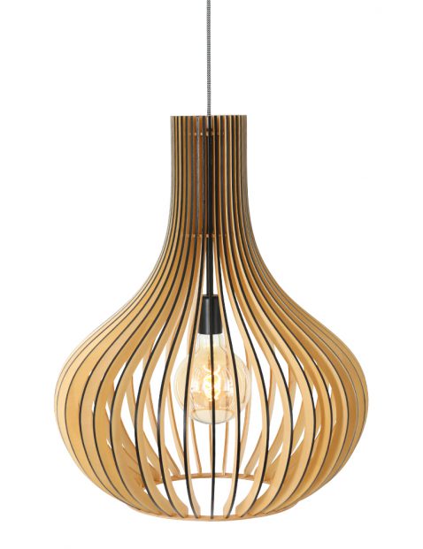 Houten hanglamp met spijlen druppel Steinhauer Smukt