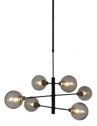 Hanglamp met rookglazen bollen Steinhauer Constellation zwart