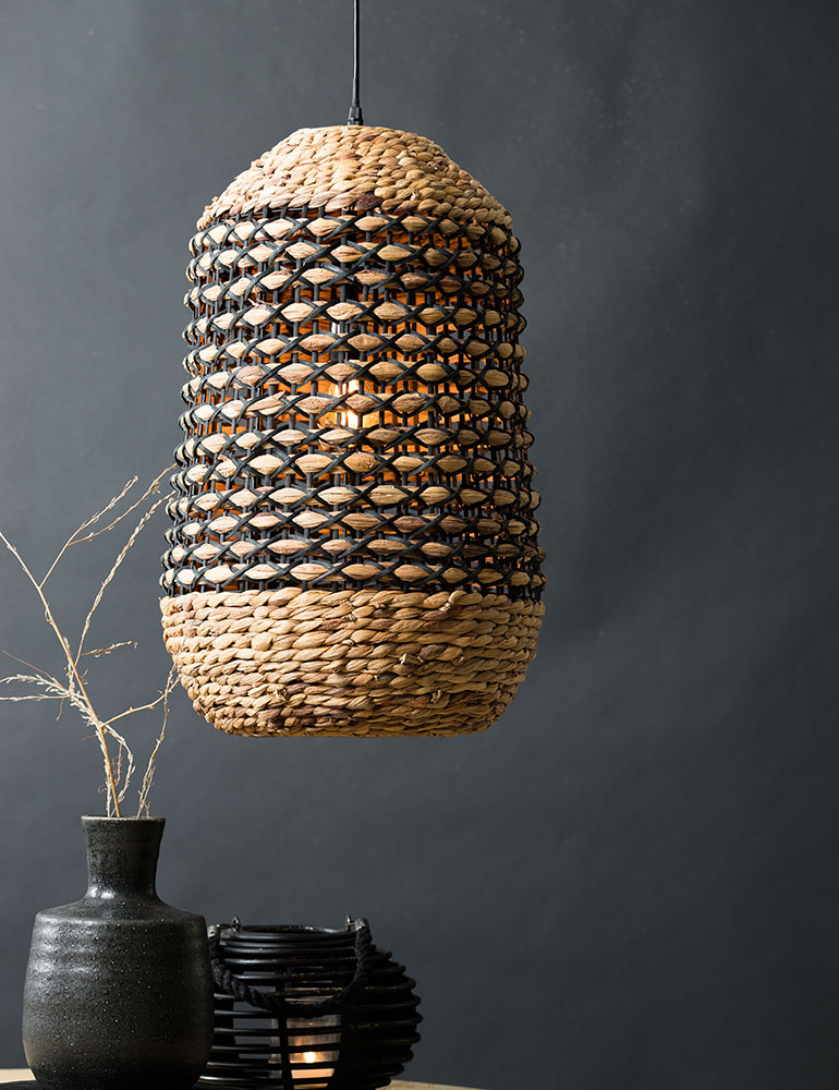 Dusver Boos worden Monarch Gevlochten rotan hanglamp Light & Living zwarte details - Directlampen.nl