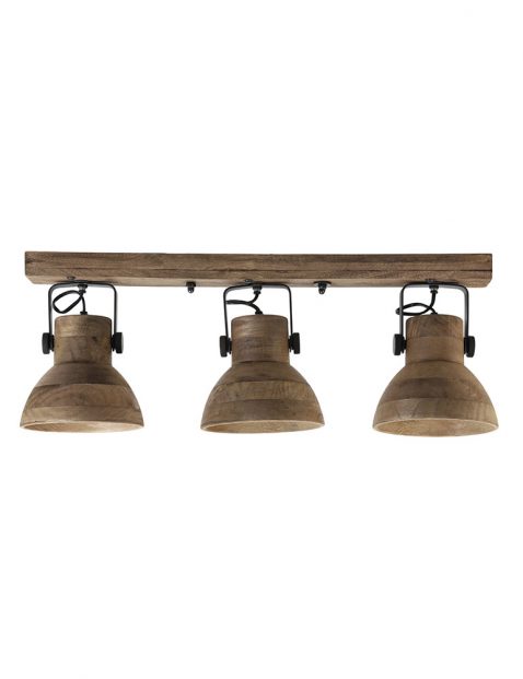 Houten drielichts spot met zwarte details Light & Living Ilanio