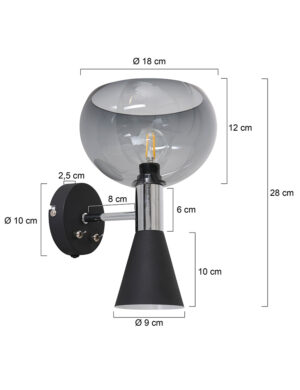 annelighting-wandlamp-fastlåst-zwart-kunststofmetaal-bedlampje-e14-2570zw-1