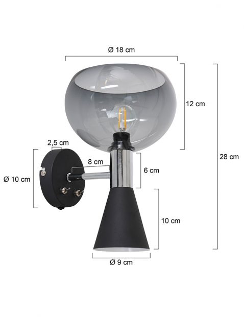 annelighting-wandlamp-fastlåst-zwart-kunststofmetaal-bedlampje-e14-2570zw-1