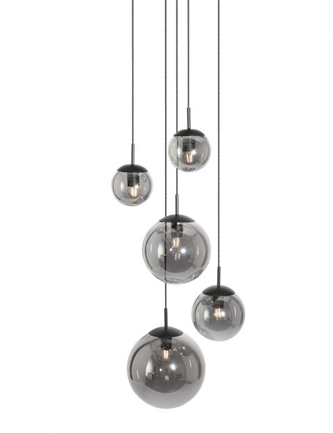 Videlamp zwart met rookglas