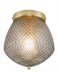 Rookglazen plafondlamp met diamantpatroon-3024ME