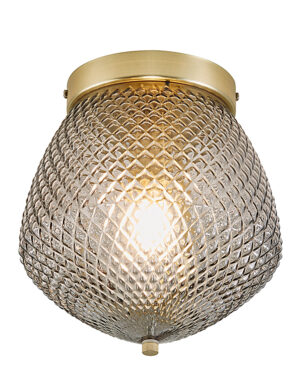 Rookglazen plafondlamp met diamantpatroon-3024ME