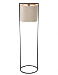 Zwarte staande vloerlamp met beige kap-