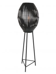 Zwarte driepoot vloerlamp met zwarte bol-