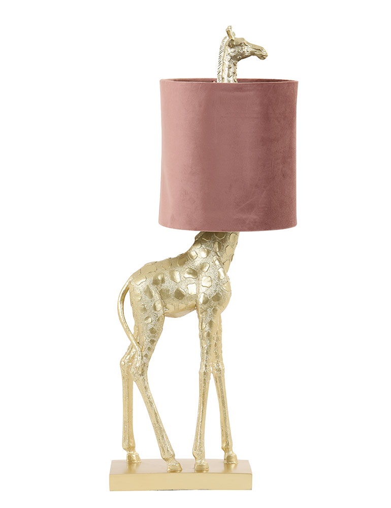 GoudenGiraffe lamp met oud roze kap-