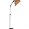 Staande schemerlamp met houten kap-