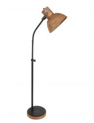 Staande schemerlamp met houten kap-