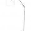 Verstelbare staande lamp met witte kap zwart - 8112ZW